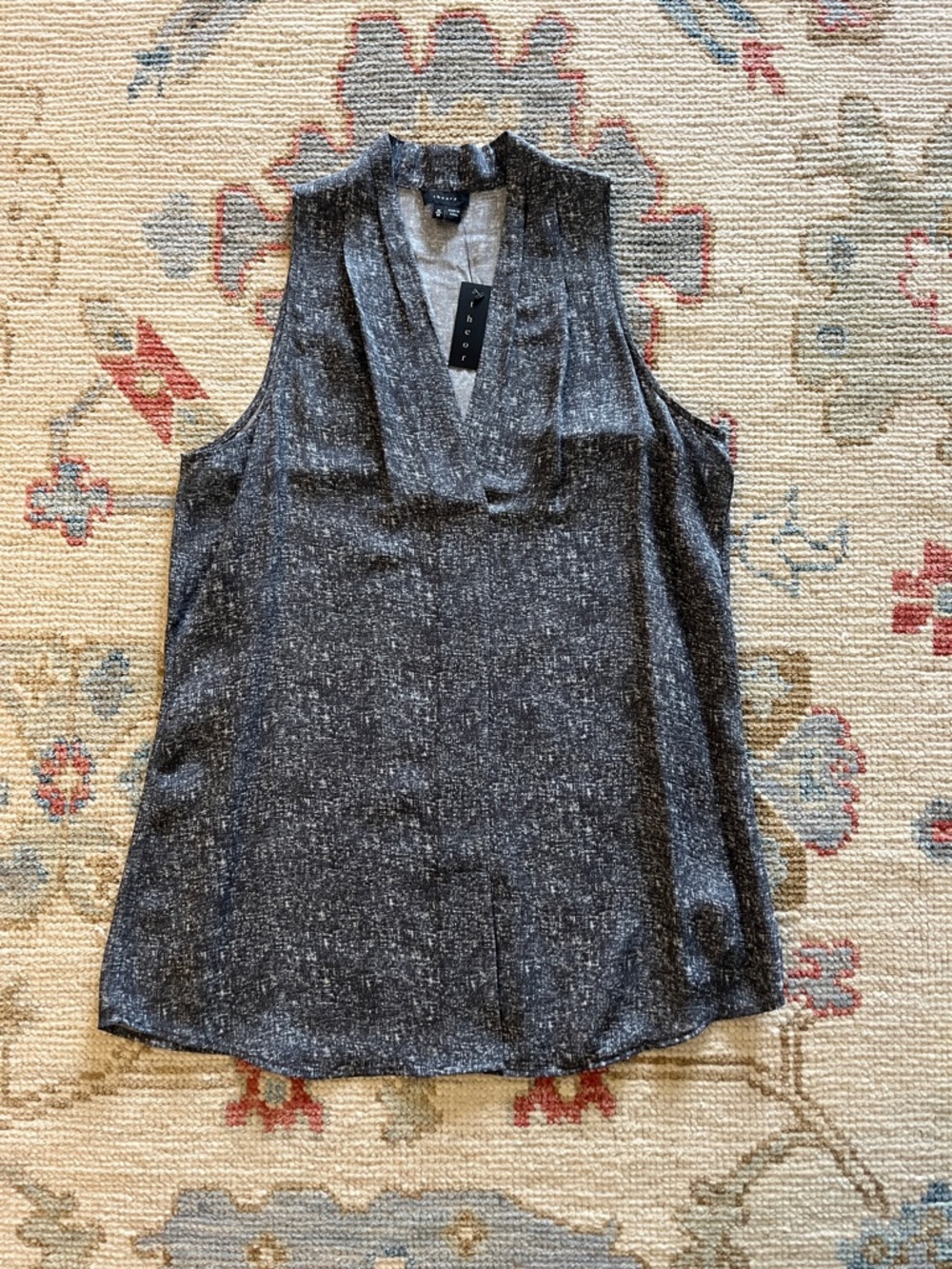 Theory Charcoal Metallic V-Neck Sleeveless Camisole